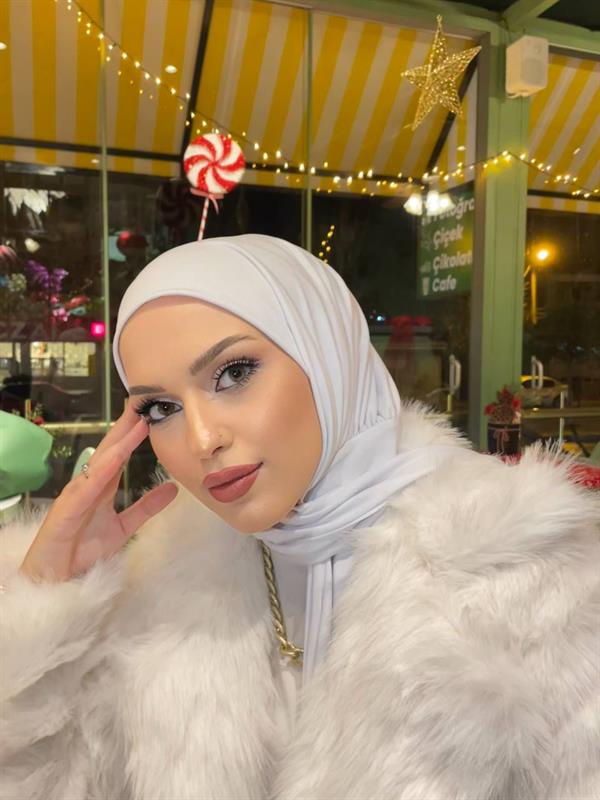 Sayra Shawl Kadın Beyaz Çıtçıtlı Hazır Şal