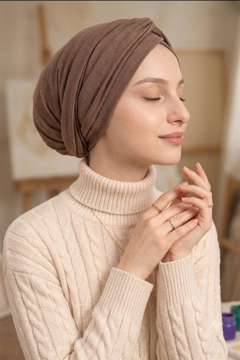 Sayra Shawl Kadın Bonetak Kahverengi