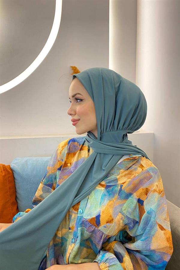 Sayra Shawl Kadın Küf Yeşili Çıtçıtlı Hazır Şal