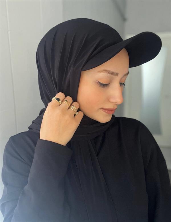 Sayra Shawl Kadın Siyah Boneli Şapka Şal