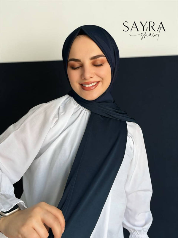 Sayra Shawl Lacivert Çıtçıtlı Hazır Şal SYR002