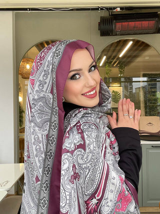 Soft Pamuklu Etro Şal Bordo