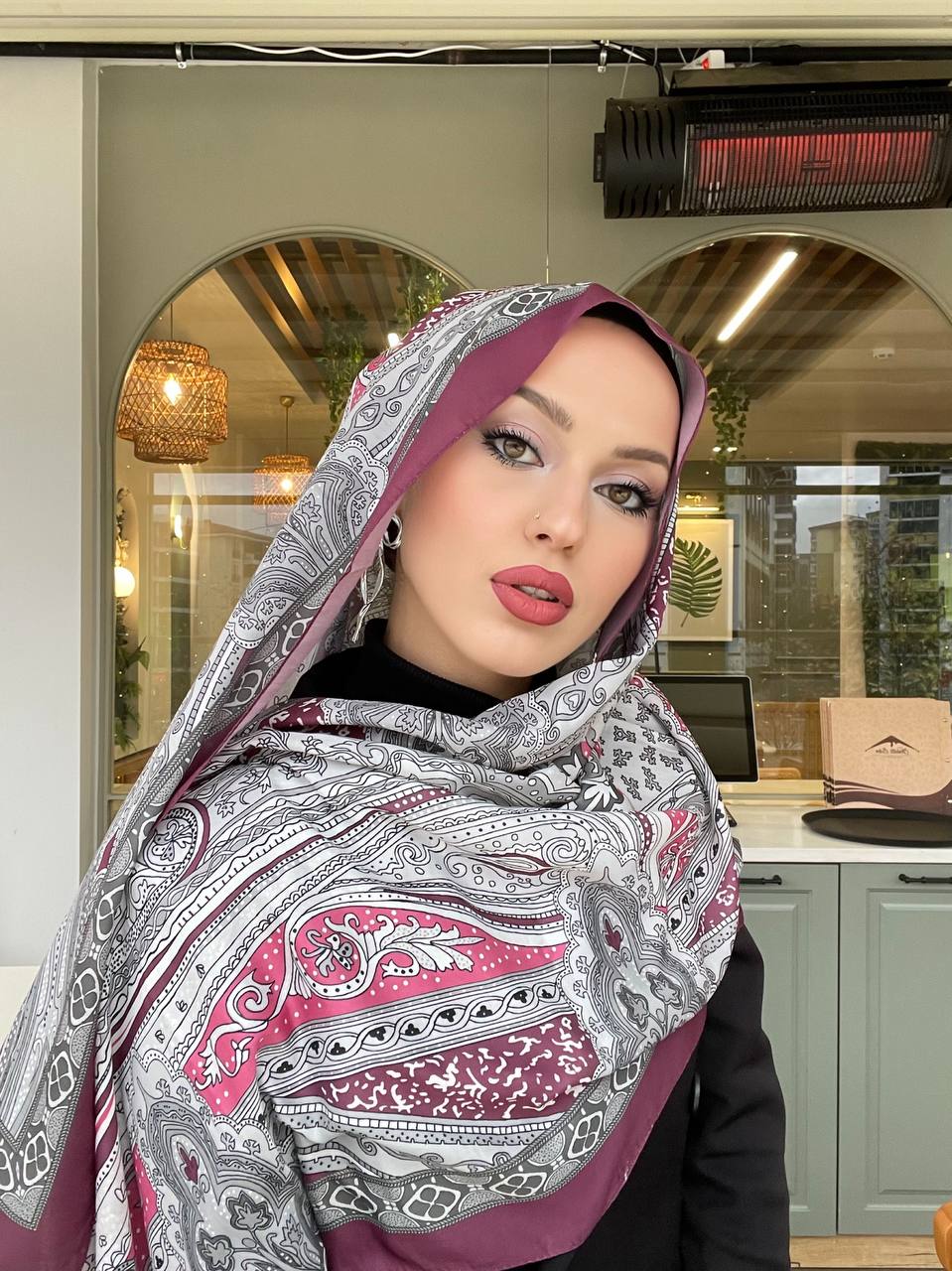 Soft Pamuklu Etro Şal Bordo