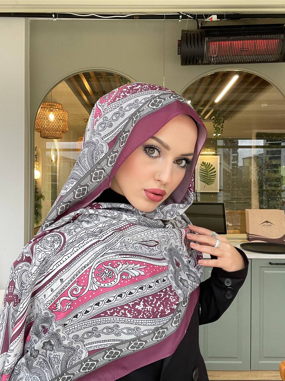 Soft Pamuklu Etro Şal Bordo