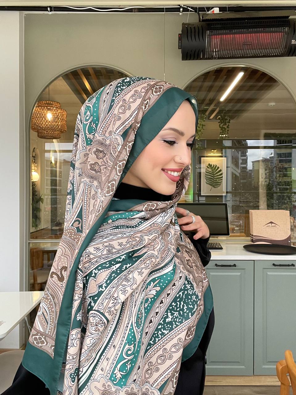 Soft Pamuklu Etro Şal Zümrüt Yeşili