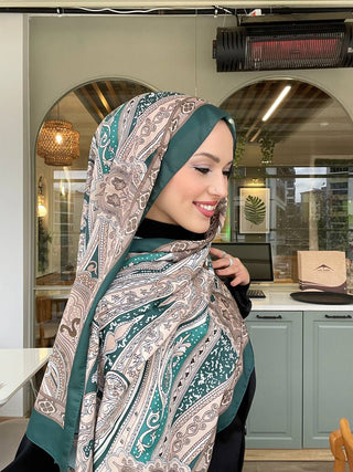 Soft Pamuklu Etro Şal Zümrüt Yeşili