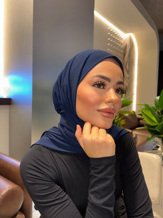Taşlı Çıtçıtlı Şal Lacivert