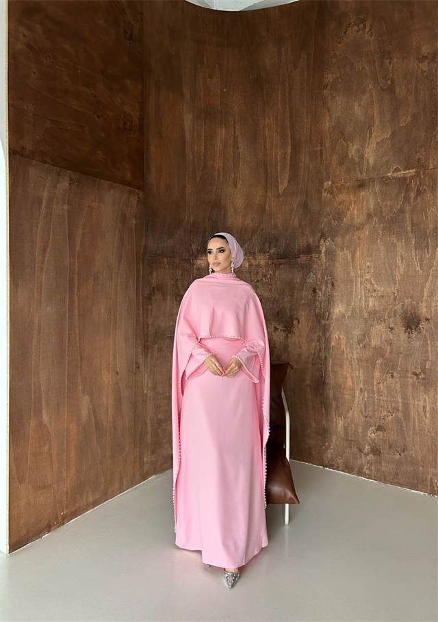 İnci Işıltılı Abiye Pembe