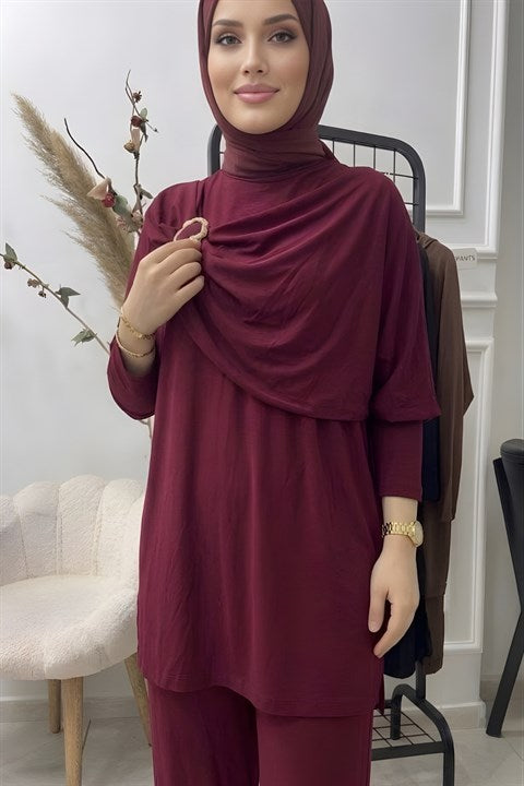 Kraliçe Yazlık Takım Bordo