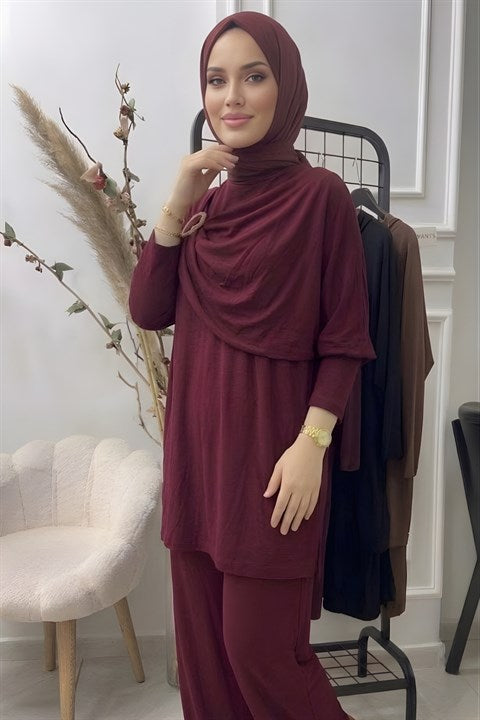 Kraliçe Yazlık Takım Bordo