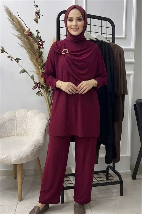 Kraliçe Yazlık Takım Bordo