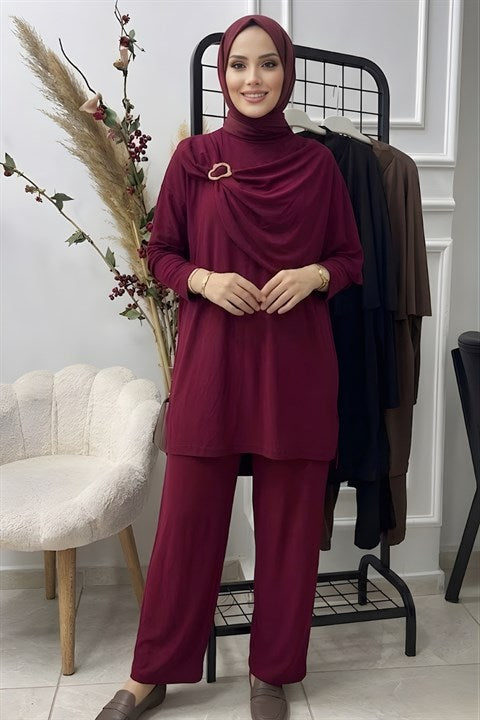Kraliçe Yazlık Takım Bordo
