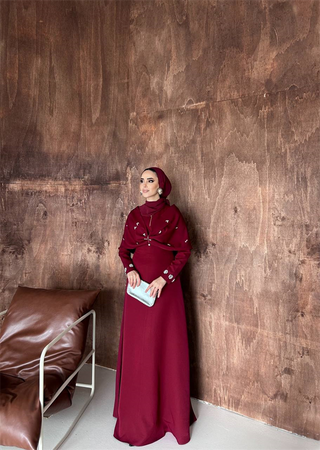 Leyla Abiye Bordo