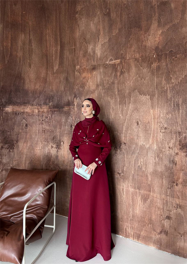 Leyla Abiye Bordo