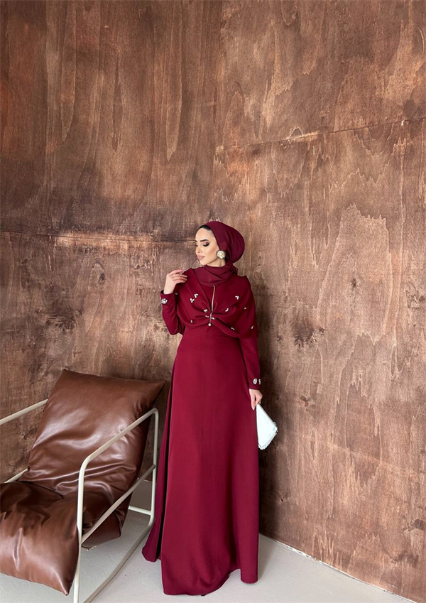 Leyla Abiye Bordo