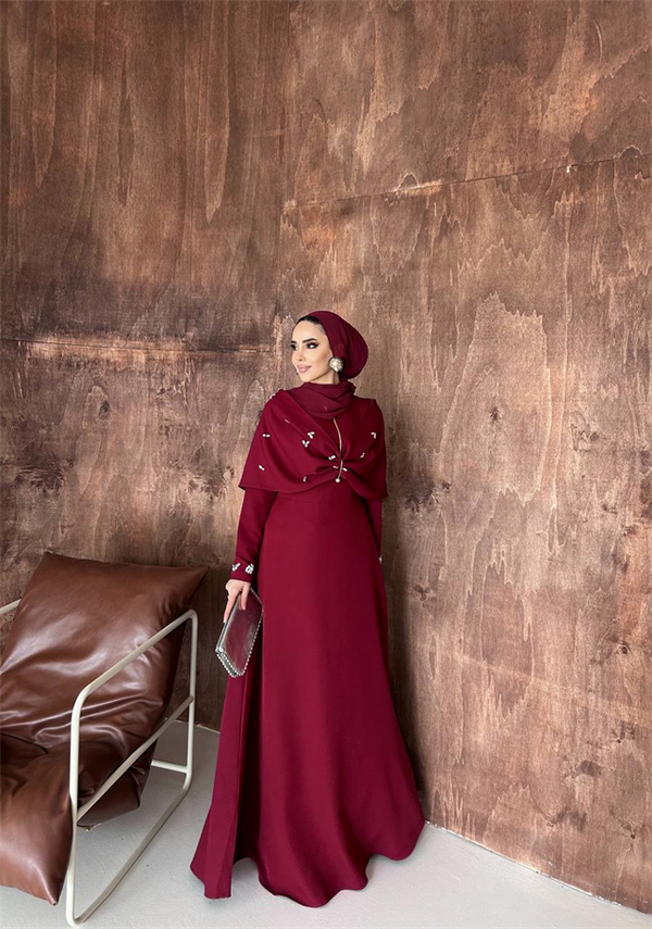Leyla Abiye Bordo