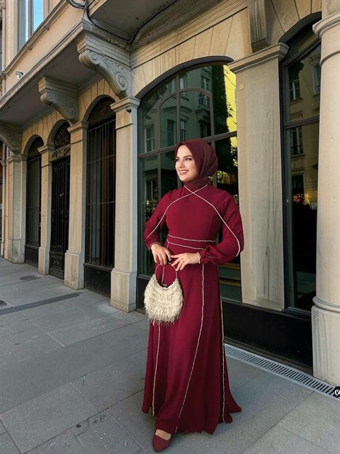 Parıltılı Abiye Bordo