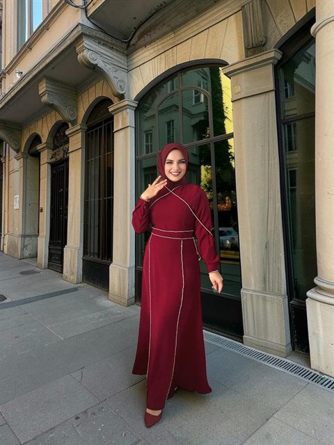 Parıltılı Abiye Bordo