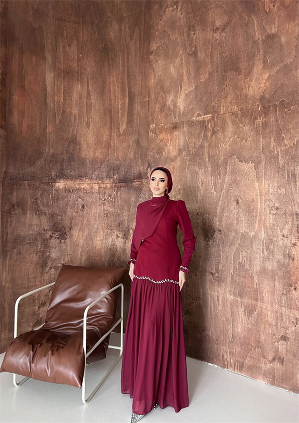 Saray Gecesi Abiye Bordo