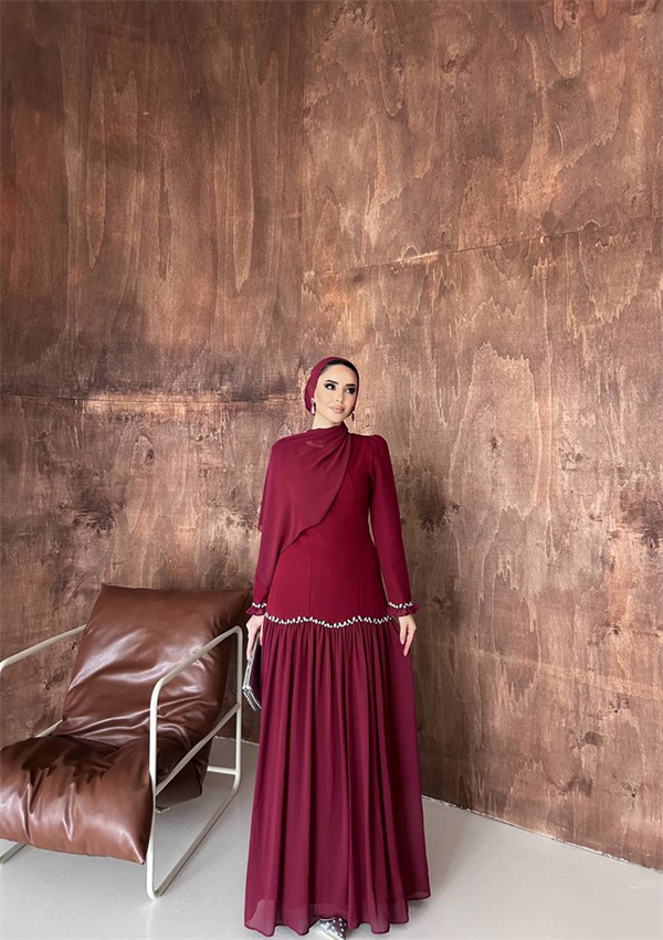 Saray Gecesi Abiye Bordo