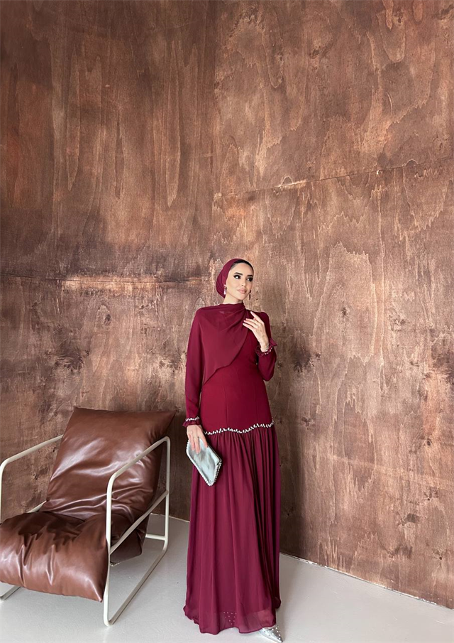 Saray Gecesi Abiye Bordo