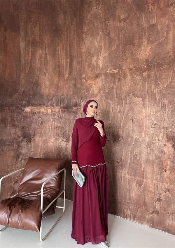 Saray Gecesi Abiye Bordo