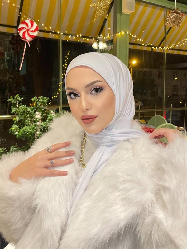 Sayra Shawl Kadın Beyaz Çıtçıtlı Hazır Şal