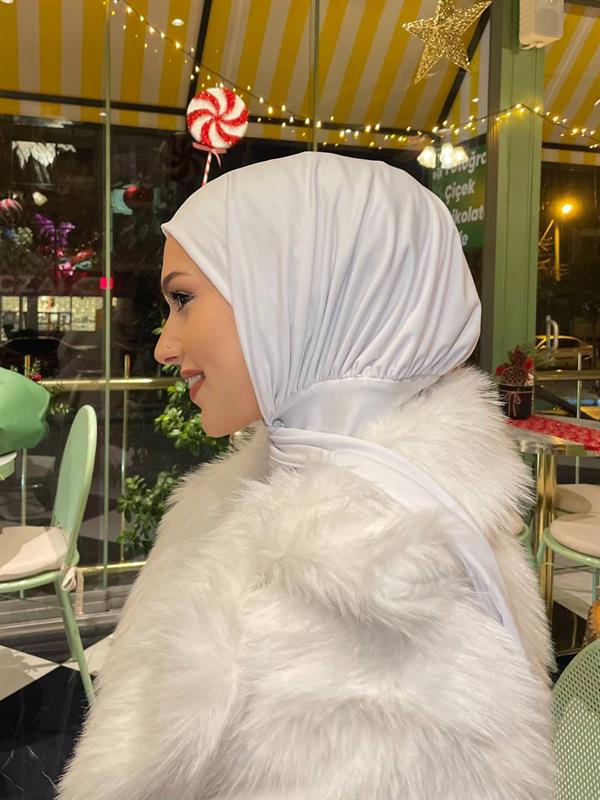 Sayra Shawl Kadın Beyaz Çıtçıtlı Hazır Şal