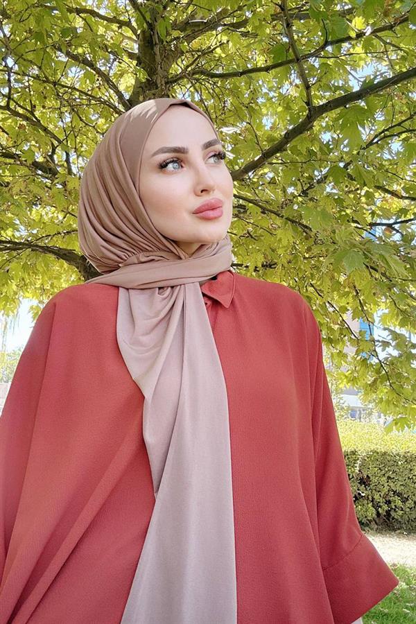 Sayra Shawl Kadın Karamel Likralı Kumaş Hazır Çıtçıtlı Şal SYR008