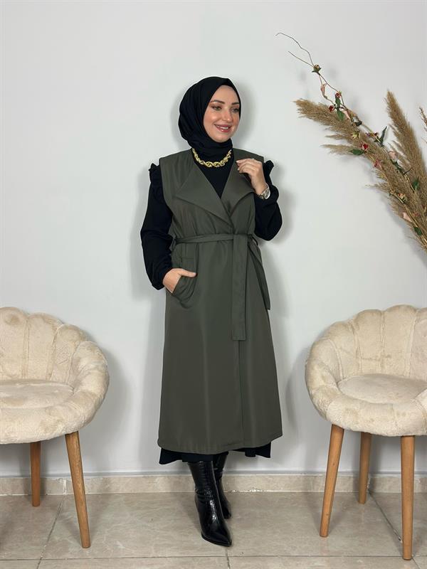 Sayra Shawl Kadın Asker Yeşili Trençkot