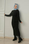 Sayra Shawl Kadın Bağlama Detaylı Nubuk Tesettür Elbise  SYR018
