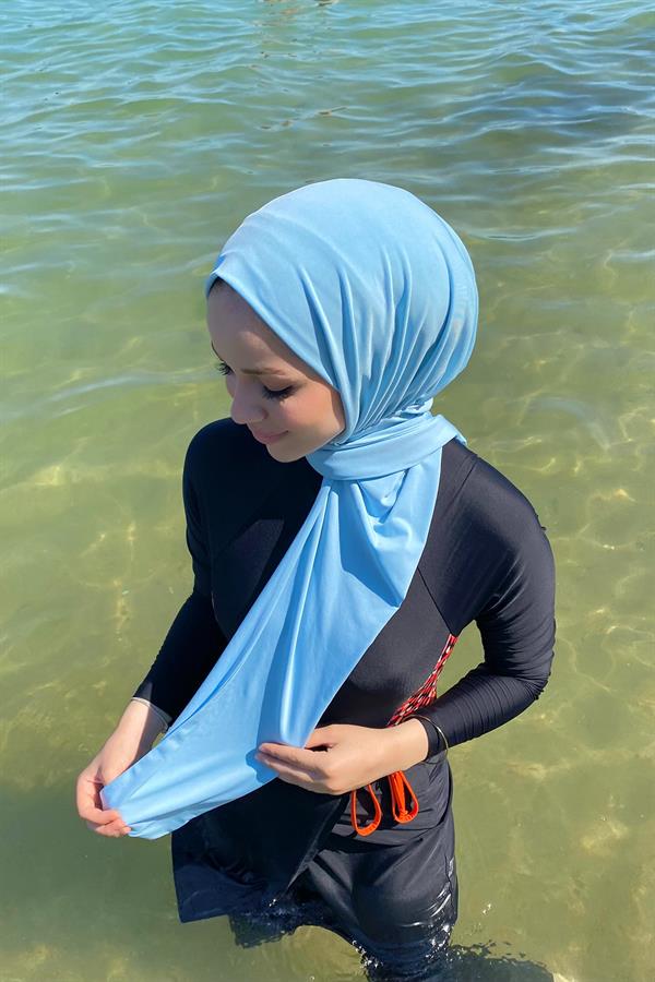 Sayra Shawl Kadın Bebe Mavisi Sandy Kumaş Hazır Şal