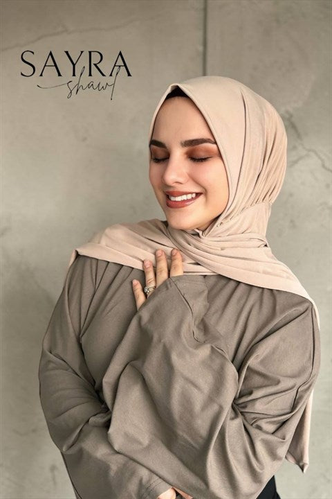 Sayra Shawl Kadın Bej Çıtçıtlı Hazır Şal