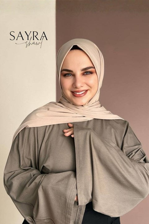 Sayra Shawl Kadın Bej Çıtçıtlı Hazır Şal