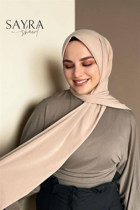 Sayra Shawl Kadın Bej Çıtçıtlı Hazır Şal