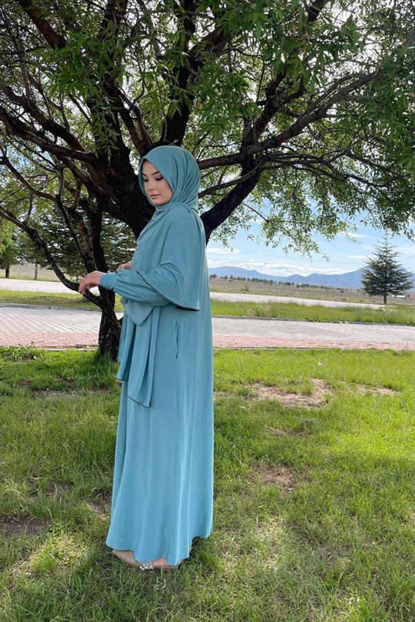 Sayra Shawl Kadın Mint Şallı Ferace SYR006