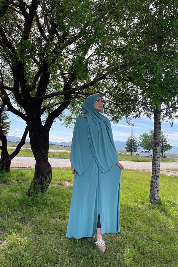 Sayra Shawl Kadın Mint Şallı Ferace SYR006