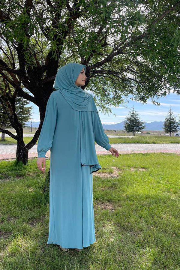 Sayra Shawl Kadın Mint Şallı Ferace SYR006