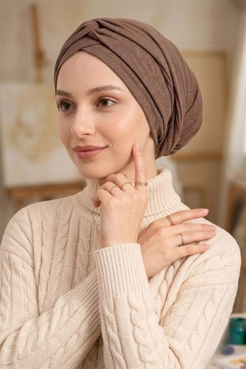 Sayra Shawl Kadın Bonetak Kahverengi