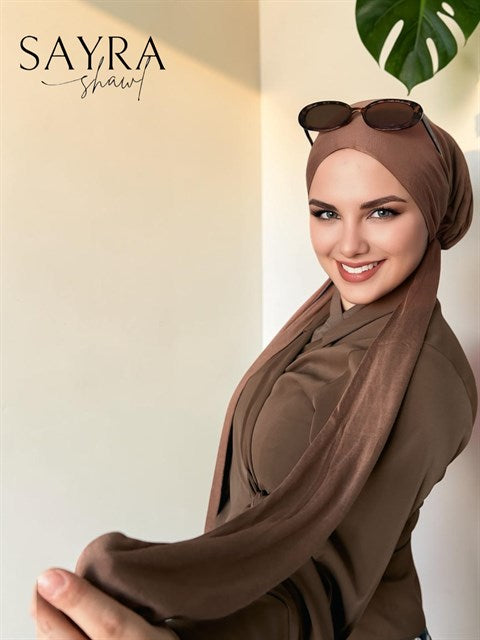 Sayra Shawl Kadın Bonetak Kahverengi