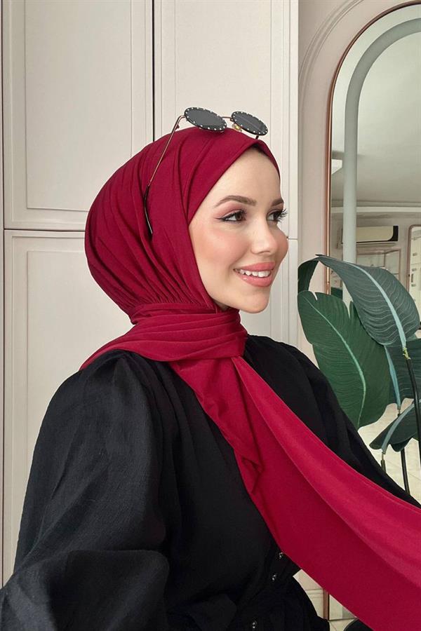 Sayra Shawl Kadın Bordo Çıtçıtlı Hazır Şal