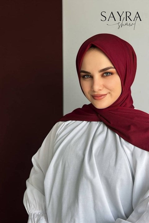 Sayra Shawl Kadın Bordo Çıtçıtlı Hazır Şal