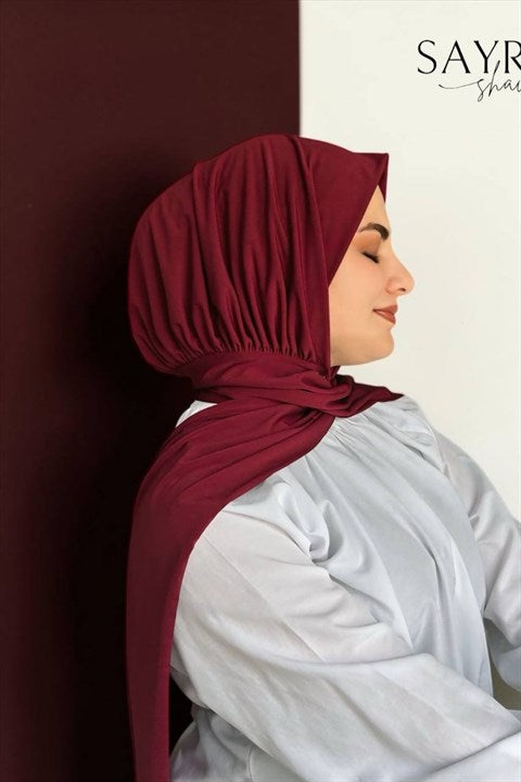 Sayra Shawl Kadın Bordo Çıtçıtlı Hazır Şal