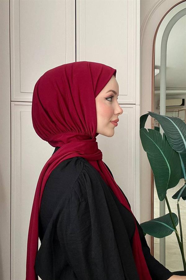 Sayra Shawl Kadın Bordo Çıtçıtlı Hazır Şal
