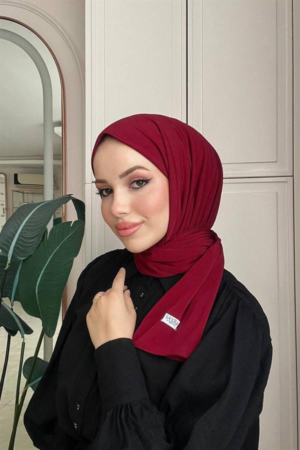Sayra Shawl Kadın Bordo Çıtçıtlı Hazır Şal