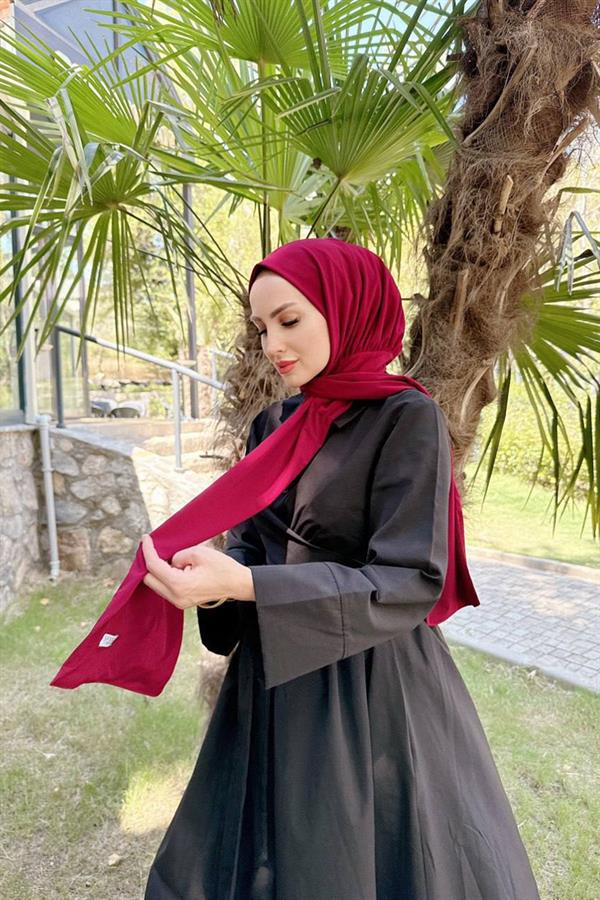 Sayra Shawl Kadın Bordo Likralı Kumaş Hazır Çıtçıtlı Şal SYR008