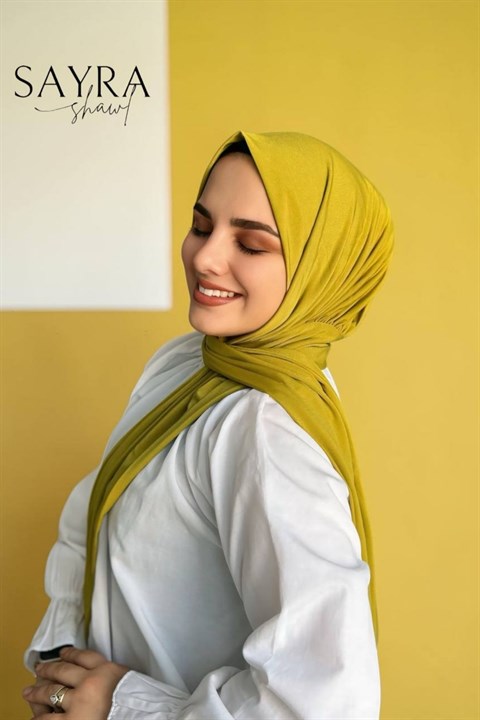 Sayra Shawl Kadın Fıstık Yeşil Likralı Hazır Çıtçıtlı Şal