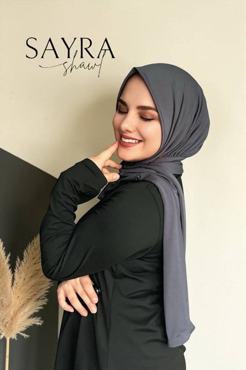Sayra Shawl Kadın Füme Çıtçıtlı Hazır Şal SYR002