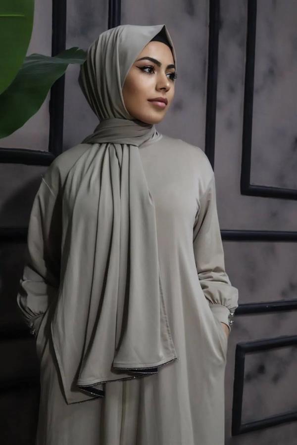 Sayra Shawl Kadın Vizon Şallı Ferace SYR006