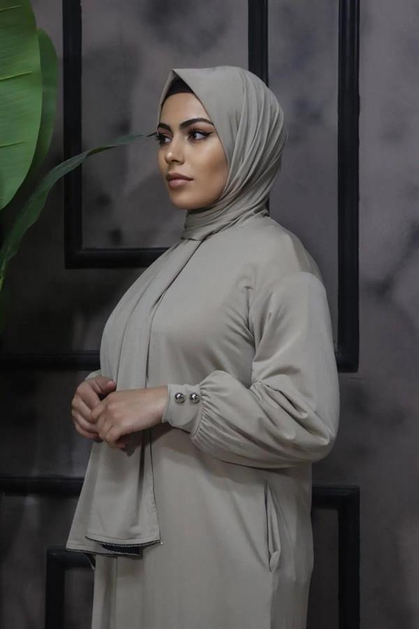 Sayra Shawl Kadın Vizon Şallı Ferace SYR006
